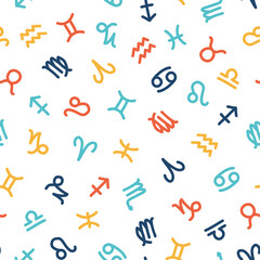 Colorful zodiacal signs seamless pattern.