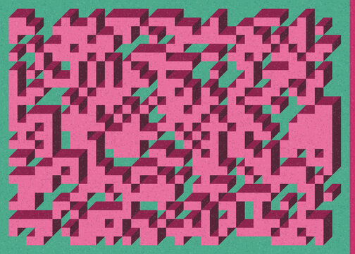 Implementation of Edward Zajec&rsquo;s &ldquo;Il Cubo&rdquo; from 1971. Essentially a Truchet tile set of 8 tiles and rules for placement art illustration