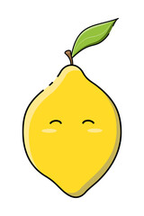 Vector image of a lemon. Cute lemon in a childish style. Color vector illustration, badge, for product design, textile printing, business cards, logo, tattoos