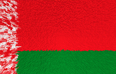 3d illustration of Belarus flag. The flag of Republic of Belarus is green, white and red.