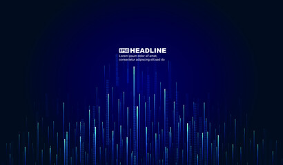 Dark blue upward ray and data internet technology big data background