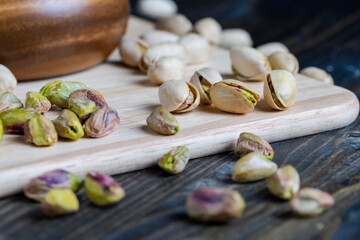 fried green pistachio nuts in a shell