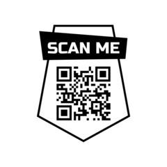 Scan me qr code icon for smartphone. Frame quick barcode app design. Vector payment phone template