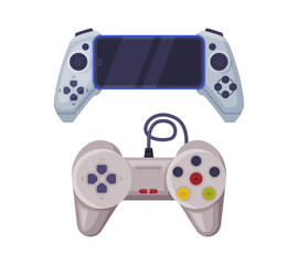 Gamepad as Game Controller and Input Device for Video Game Console Vector Set
