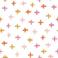 Obraz premium Colorful hand drawn crosses seamless pattern.