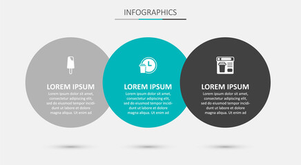Set Round the clock delivery, Ice cream and Online ordering food. Business infographic template. Vector