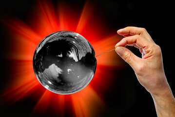 Carbon bubble bursting, conceptual composite image