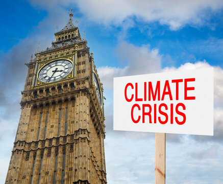 Climate Change Protest At UK Parliament, Conceptual Image