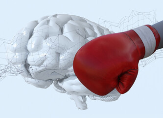 Damage to the brain through boxing, conceptual illustration