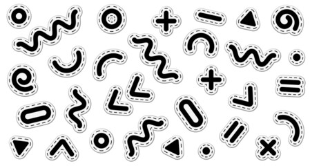 Abstract geometric background. Memphis style stickers. Background design template. Isolated. Vector illustration