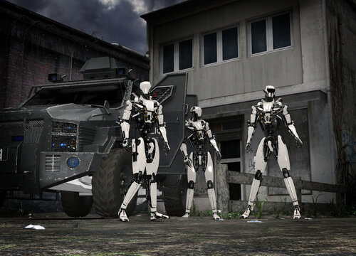 Android police force, conceptual illustration