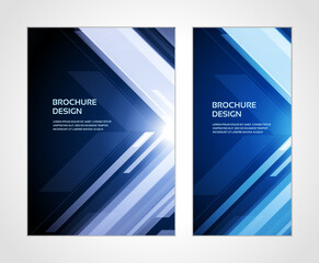 Blue abstract techno angle speed geometric flow shine lens glowing explosion brochure booklet cover set template design vector illustration. Futuristic technology dynamic frame cyber burst poster
