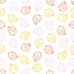 Seamless pattern with colorful elephants.