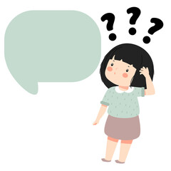cute little kid girl with question mark