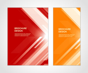 Orange and red abstract geometric stripe digital flow movement brochure booklet design template vector illustration. Futuristic lines dynamic motion innovation technology development direction