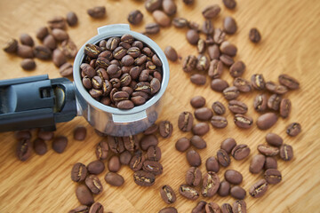 horn with coffee beans