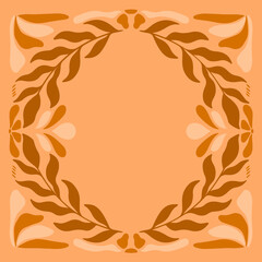 Vector modern frame in a retro style. Flowers and abstract elements. Suitable for printing, poster, print, postcard, lettering