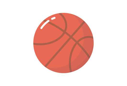 Basketball ball symbol and round orange sports equipment professional game flat vector illustration.