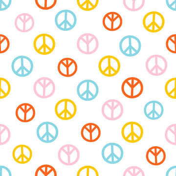 Colorful peace sign seamless pattern.