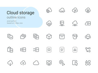 Cloud storage outline icons