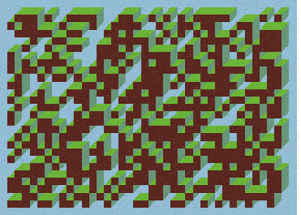 Fototapeta premium Implementation of Edward Zajec’s “Il Cubo” from 1971. Essentially a Truchet tile set of 8 tiles and rules for placement art illustration