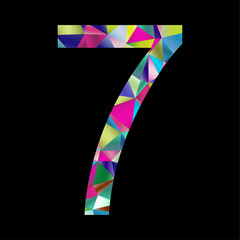 Multicolor number 7 on a black background
