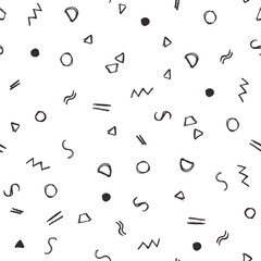 Seamless abstract pattern with hand drawn elements