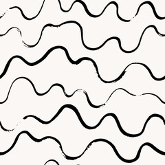 Seamless abstract pattern with hand drawn waves