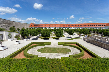 Baroque garden of the Bratislava castle on a sunny spring day