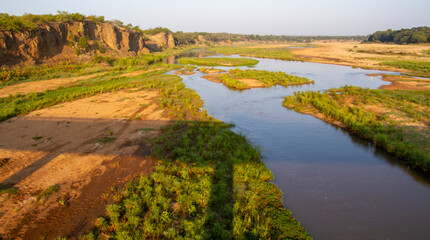The view from the bridge over the Letaba river in the Kruger National Park in South Africa