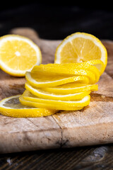 ripe yellow lemon sliced into pieces