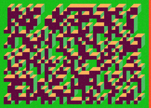 Implementation of Edward Zajec&rsquo;s &ldquo;Il Cubo&rdquo; from 1971. Essentially a Truchet tile set of 8 tiles and rules for placement art illustration