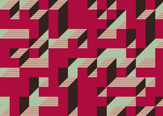 Fototapeta premium Implementation of Edward Zajec’s “Il Cubo” from 1971. Essentially a Truchet tile set of 8 tiles and rules for placement art illustration
