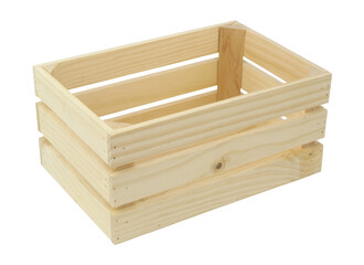 Empty wooden crate or box isolated on white background	