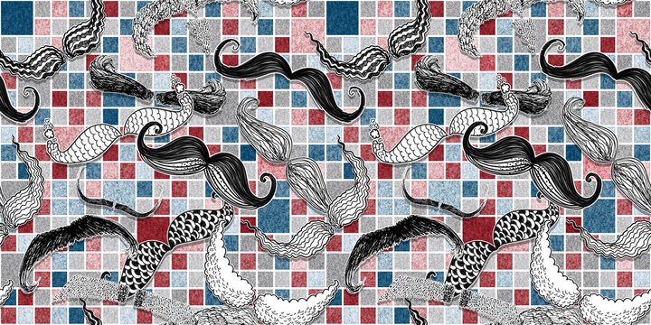 seamless barber tools shop pattern colorful illustration