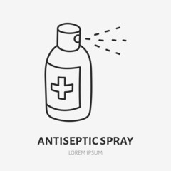 Antiseptic doodle line icon. Vector thin outline illustration of plastic bottle. Black color linear sign for virus prevention
