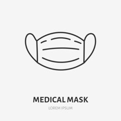 Medical mask doodle line icon. Vector thin outline illustration of coronavirus protective equipment. Black color linear sign for virus prevention