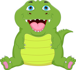 cute baby crocodile cartoon up on white background