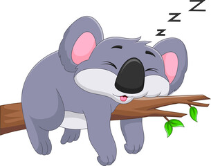 cute koala sleeping on a tree © lawangdesign