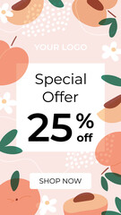 Summer sale and discount. Social media stories or posts design template.