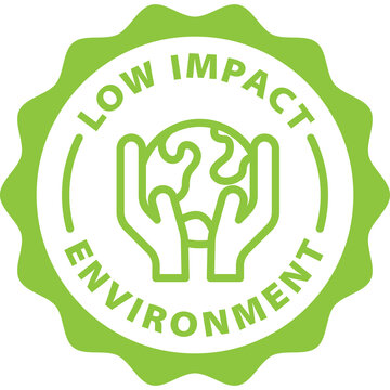 Low Impact Environment Green Stamp Outline Badge Icon Label Isolated Vector On Transparent Background