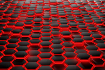 Obraz premium Hexagonal shapes background with red lighting