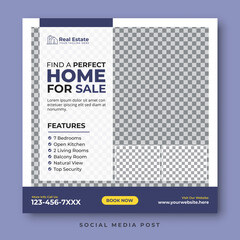 Obraz premium Perfect home for sale. Real estate social media post template