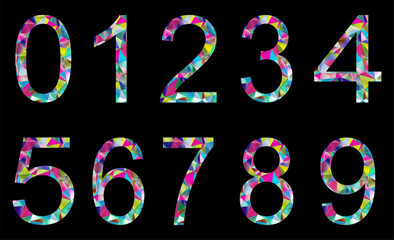 Set of colorful numbers from 0 to 9