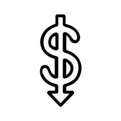 Black line icon for Reduce cost 