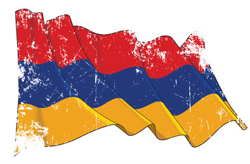Textured Grunge Waving Flag of Armenia