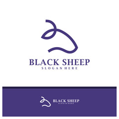 Head Sheep logo design vector, Creative Sheep logo concepts template illustration.