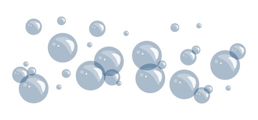 Soap foam and bubbles on transparent background. Vector illustration.	
