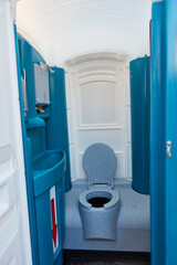 Mobile clean toilet cabin with toilet and sink