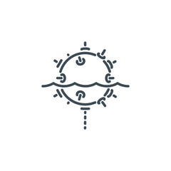 Naval mine marine single outline icon isolated on white. outline symbol anti-ship and submarine war. Quality design element naval mine with editable thin line stroke. pictogram underwater navy bomb